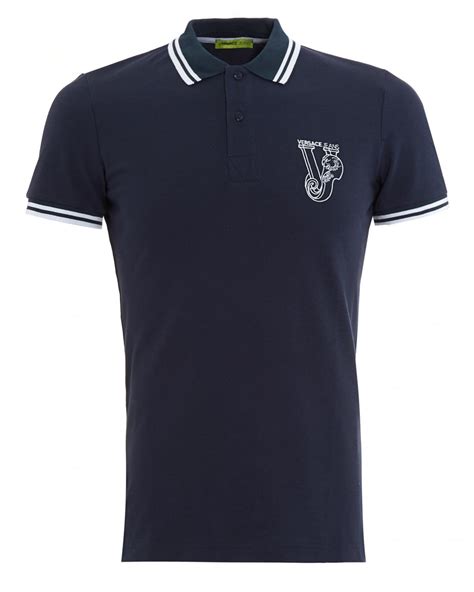 versace tipped logo long sleeve polo shirt|Versace long sleeves polo shirts.